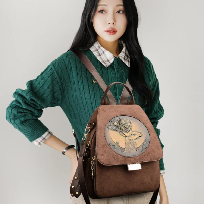 

2026 корейские модные кожаные рюкзаки высокого качества, женские винтажные дорожные сумки на плечо большой вместимости, сумки через плечо