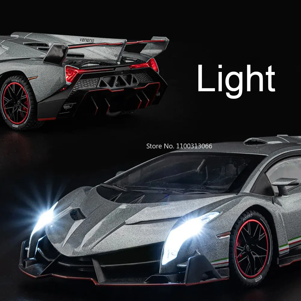1:24 Scale Veneno Alloy Cars Model Diecast Toys 3 Doors Can Opened Sports Car with Light Sound Vehicle for Kids Birthday Present