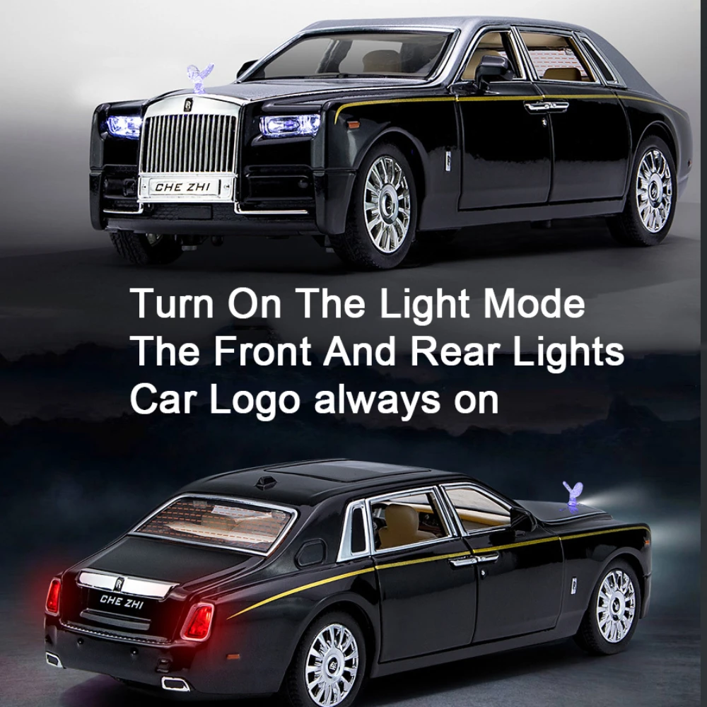 1/24 Phantom Diecast Toy Cars Model Simulated Pull Back Limousine Zinc Alloy Metal Toy Car for Kids Gifts Collection
