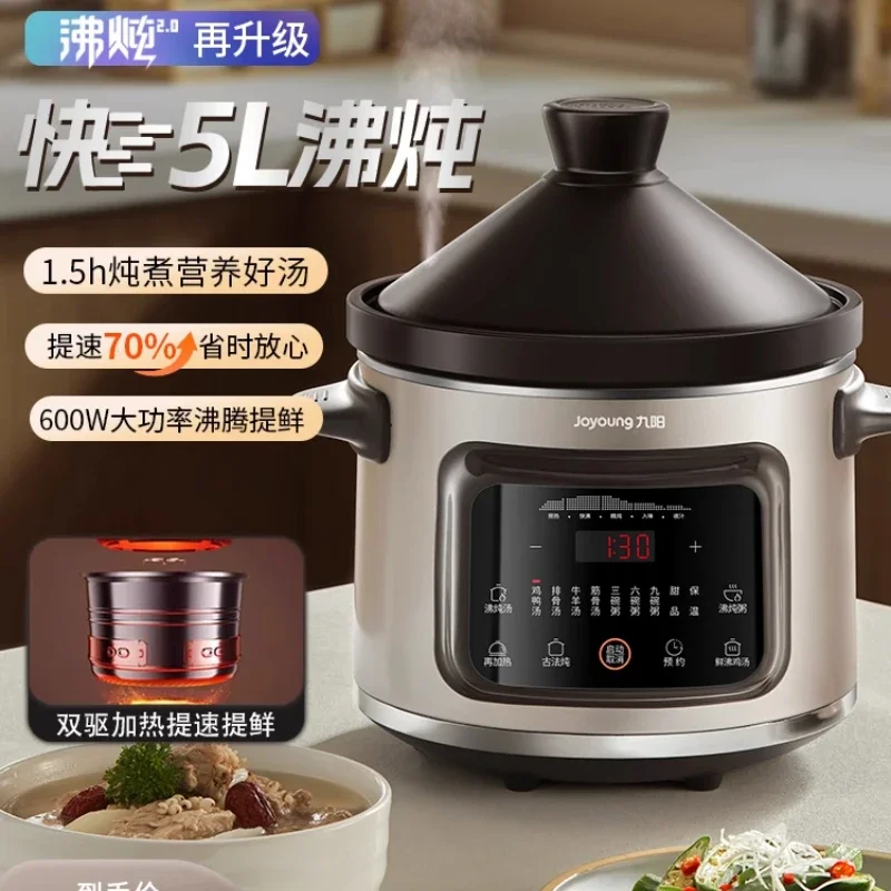 220V Automatic Electric Stewpot - Purple Clay Stew Cooker with Ceramic Pot, Soup and Porridge Maker