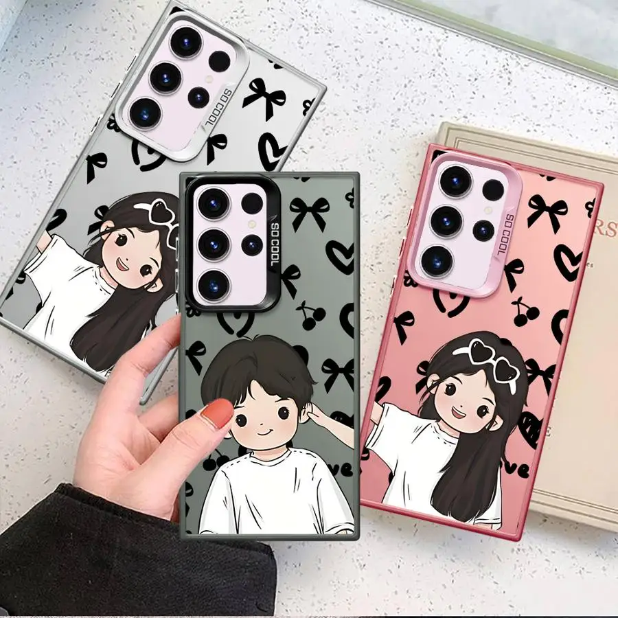 Soft Shell Phone Case for Samsung Galaxy S21 S20 FE S22 Ultra S23 S24Ultra Note 20 Ultra S25Plus S25 S24 FE Minimalist Couple