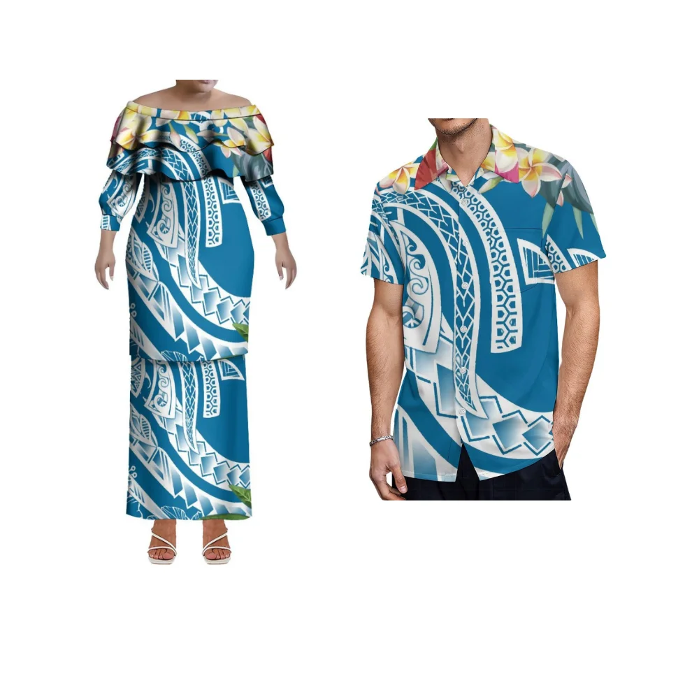 

Самоа, Гавайи, настраиваемое полинезийское женское тонкое платье русалки с рюшами и воротником, пляжное платье для яхты