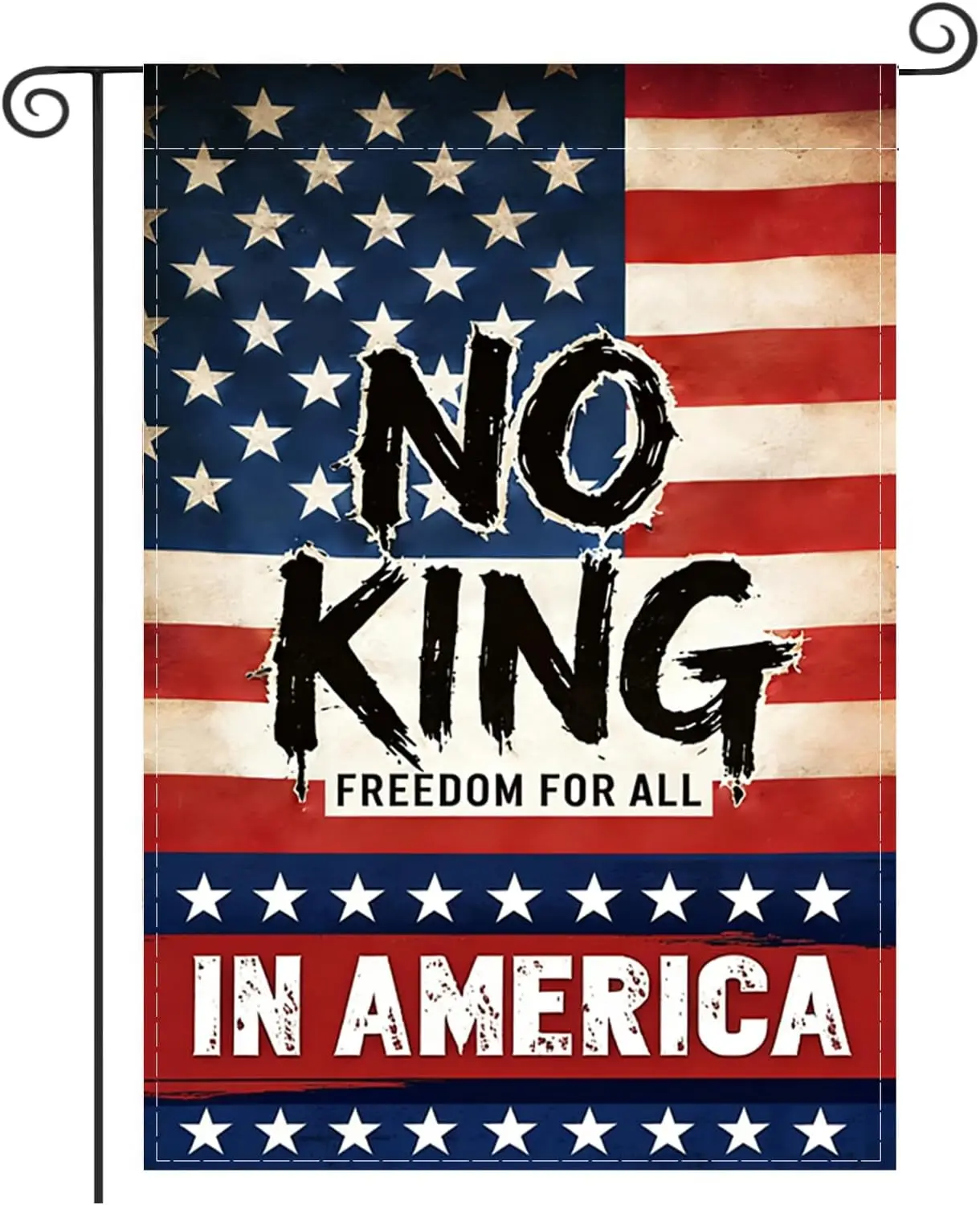 OZTK NO KING FREEDOM FOR ALL Garden Flag, Vintage American Yard Flag for Outdoor Decor, 12x18 Inch PPZ
