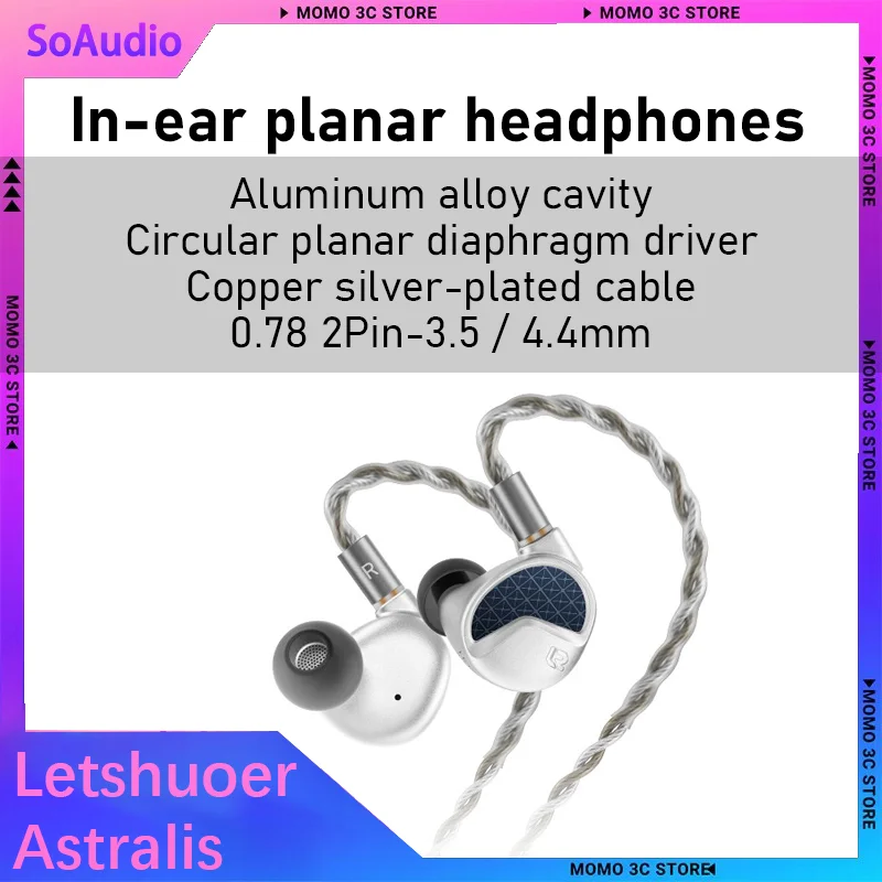 

Наушники-вкладыши Letshuoer Astralis Hi-Fi с планарными излучателями, алюминиевый корпус, 20 Ом, 104 дБ, 20-40 кГц, с посеребренным медным кабелем