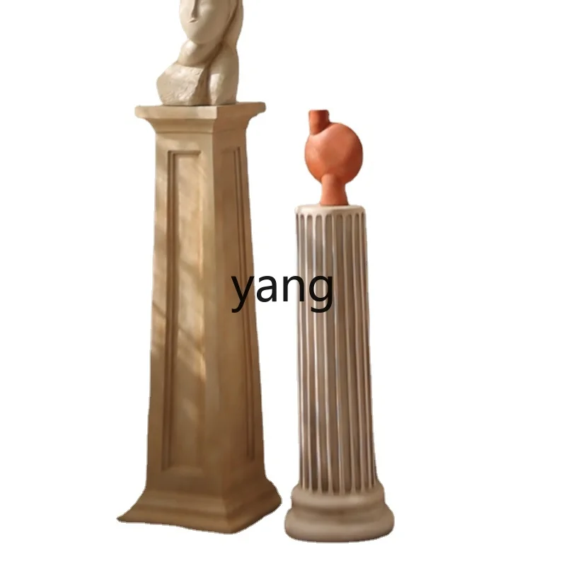 Yjq Chinese Style Living Room Roman Column Decorative Sculpture Table Floor Ornaments Modern Minimalist