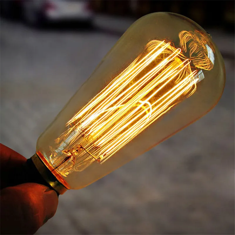 40W 60W E27 220-240v Edison Light Bulb Retro Yellow Light W-filament Bulb Coffee House Decor Industrial Style Lamp