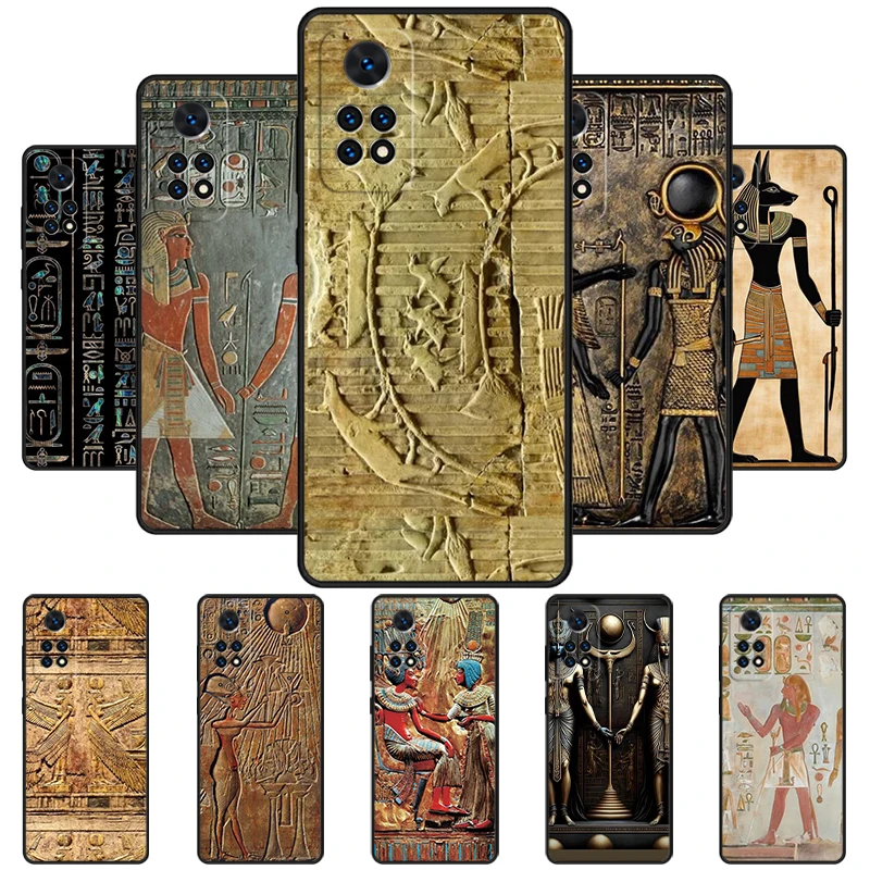 Egyptian Hieroglyphs Phone Case For Redmi Note 11 EPro 11S 10 10T 9S Promax 8 Pro Xiaomi Mi 10 11 12X 12S Ultra Cover