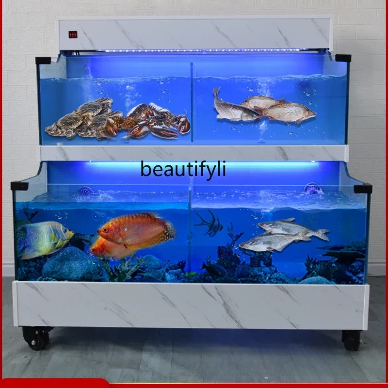 Double-Layer Seafood Pool Commercial Seafood Tank Fish Tank Refrigerator Integrated