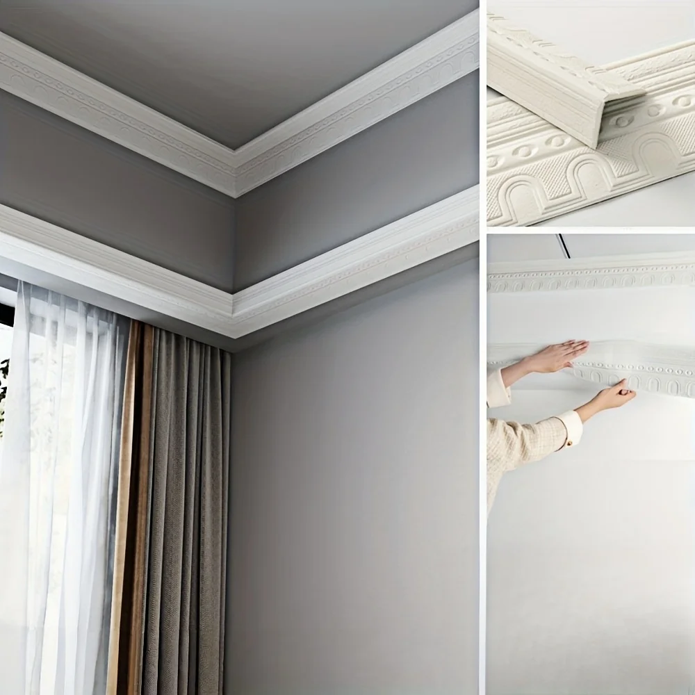 1 قطعة 2.3 متر/90.55 بوصة جدار ديكور الجدار ملصق الحدود الخصر خط خلفية ثلاثية الأبعاد نمط ذاتية اللصق غرفة المعيشة