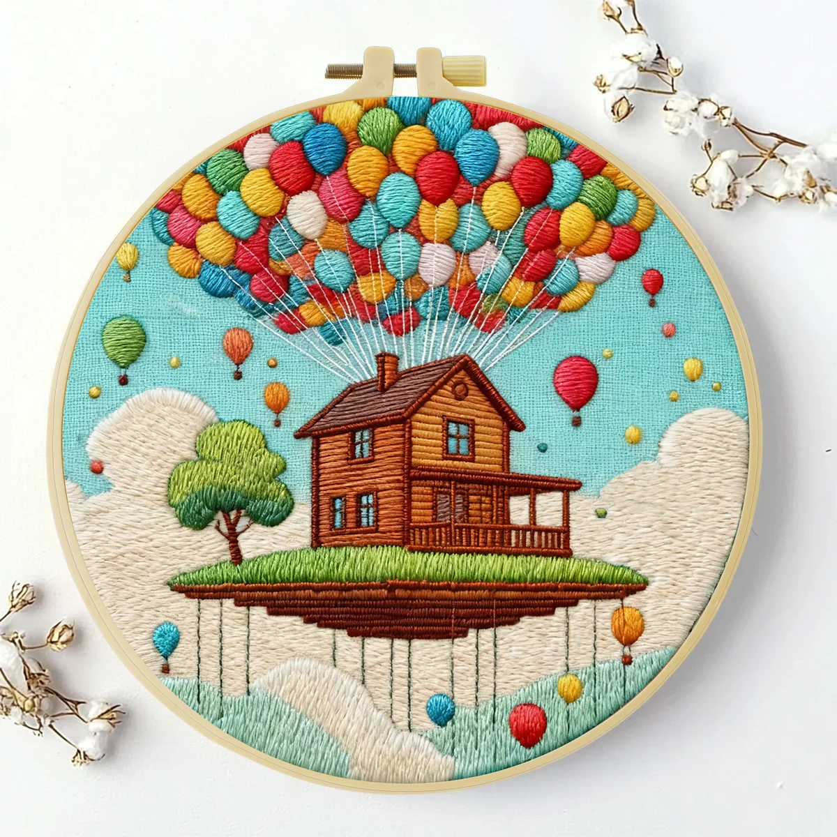 1 Stück 20X20CM/15X15CM 7,87/6,3 Zoll Ballonhaus Stickerei Starter-Kit DIY-Kit DIY-Stickerei-Set Handarbeiten Heimdekoration – Detail 1