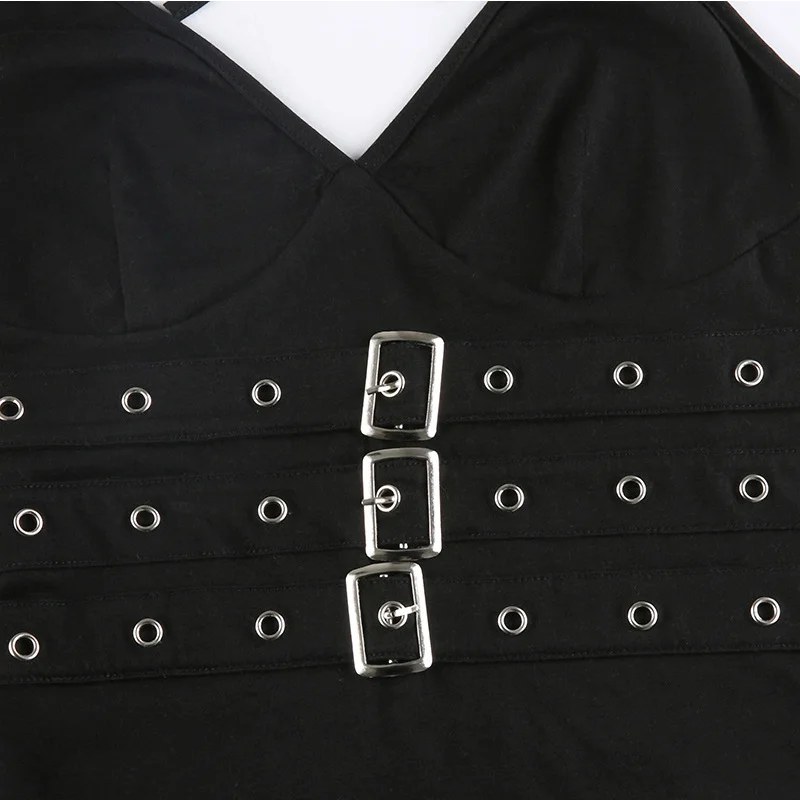 Y2k Bandage Crop Top Schwarz Rückenfreies Top Lace Up Süße Party Strand Sommer Sweats Frauen Retro Basic Mini Weste Punk – Detail 15