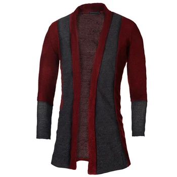 Men's Scarf Collar Patchwork Knit Cardigan 5 Men's Sweaters Autumn Spring Scarf Collar Knitted Sweater Jackets Cardigan Coats Patchwork Men Clothing Casual Knitwear MY170 5