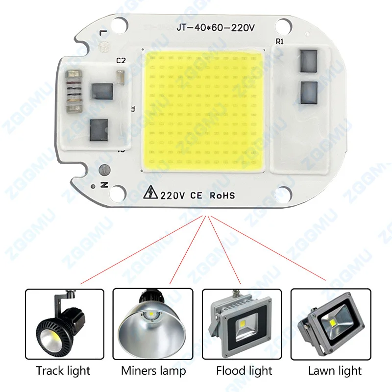 AC110V 220V 20W 30W 50W Driver-Free Red, Blue And Green Full Band Pink COB Surface Light Source 220V High Voltage LED Lamp Beads