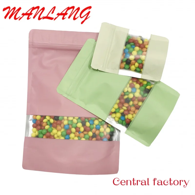 CustomCustomized foil mylar smell proof reusable ziplock plastic stand up pouch seed food packaging bag with Windows