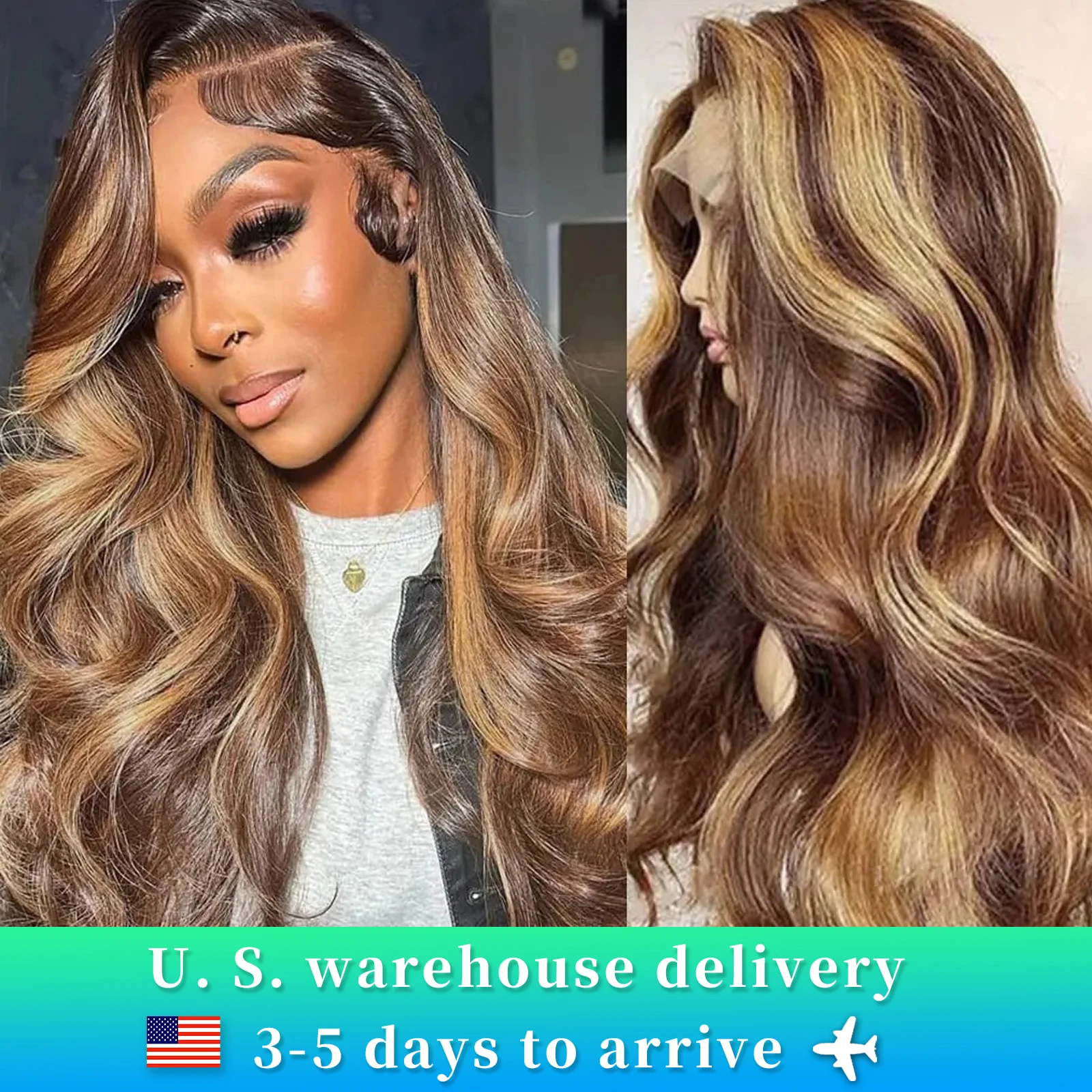 32-calowe Body Wave 13x6 Highlight Ombre Lace Frontal Wigs HD 13x4 180 Density 427 Lace Front Human Hair Wig Brown Brazilian