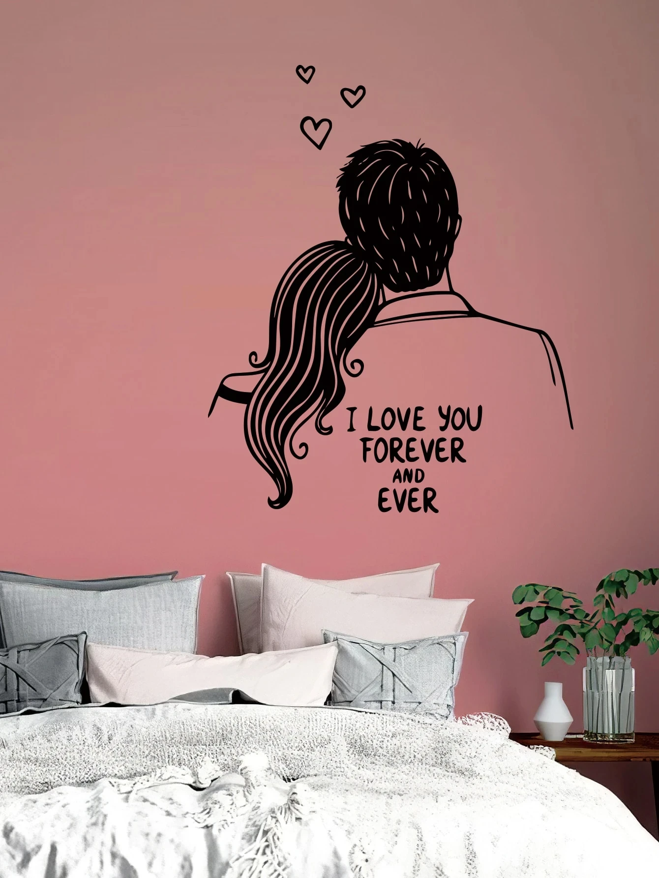 Couple Embrace Silhouette Wall Art with 
