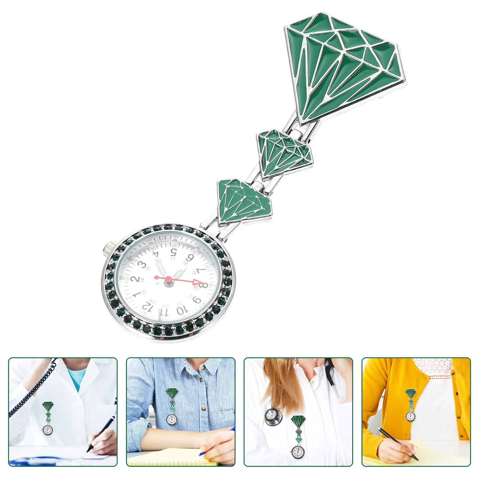 

Nurse Pocket Watch Stainless Steel Luminous Hanging Watch Doctor Clip on Testing Student Pin Portable Medical Accessory