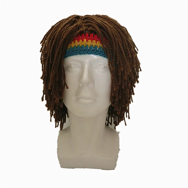 Hot Cap Reggae Dreadlocks Wig Cap Men Women Knitted Beanies Wig Braid Hat Handmade Braid Hair Hat Fancy Winter Warm Beanie