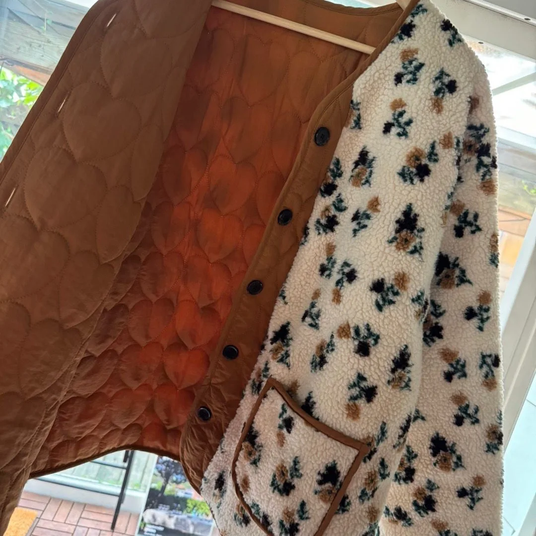 2024 Countryside Floral Print, Front and Back, Wearing Lamb   Cotton Jacket  Winter  Private  Outfit   Socialite and Queen Style