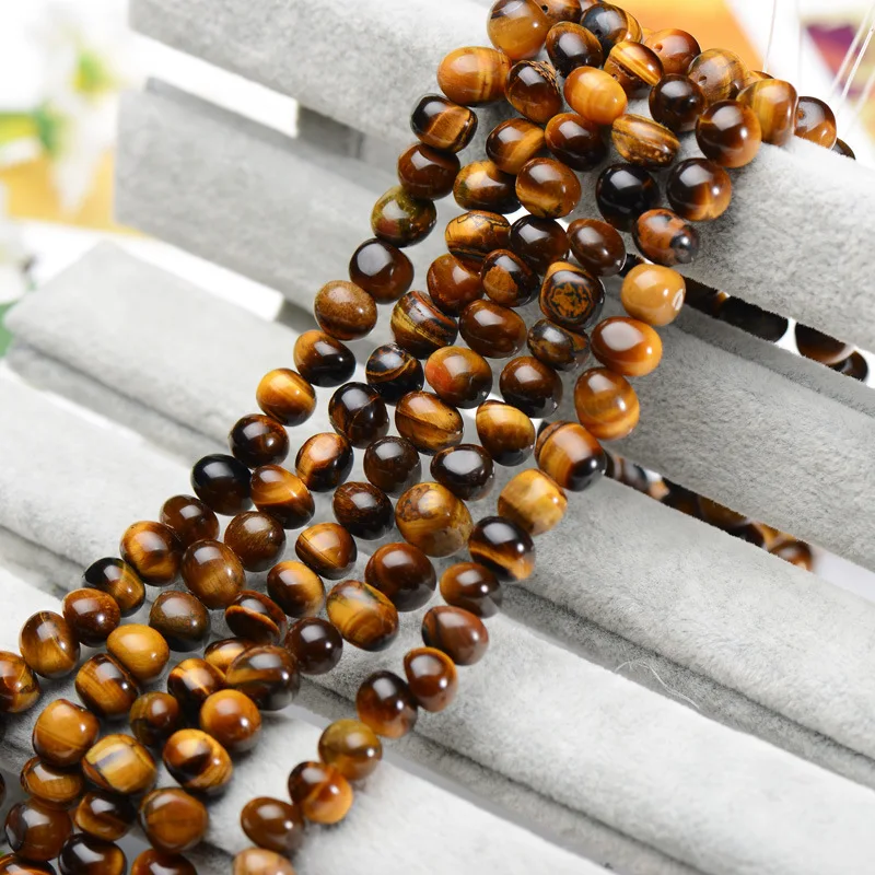 Joanlyn Natural Yellow Tiger's Eye Beads Irregular Shape NOT Dyed 8x10mm 15 Inch Strand TE54