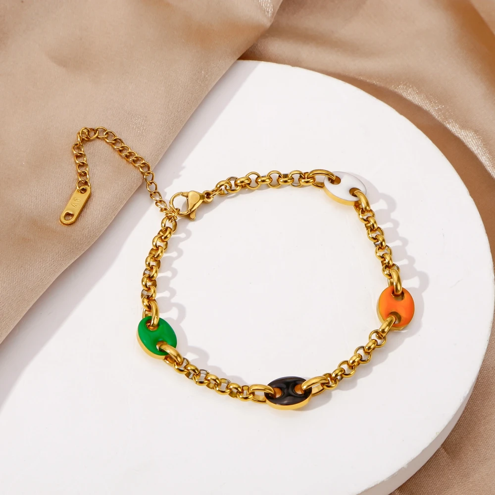 

HIYEE Italian Charm Stainless Steel Bracelet for Women Jewelry Valentine's Day Gift Round Shape High Quality Cheap Things