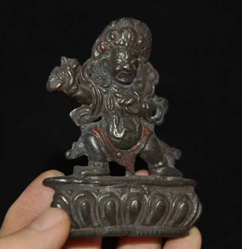 old Tibet Buddhism temple bronze Mahakala Wrathful Deity Buddha Statue Thang-ga