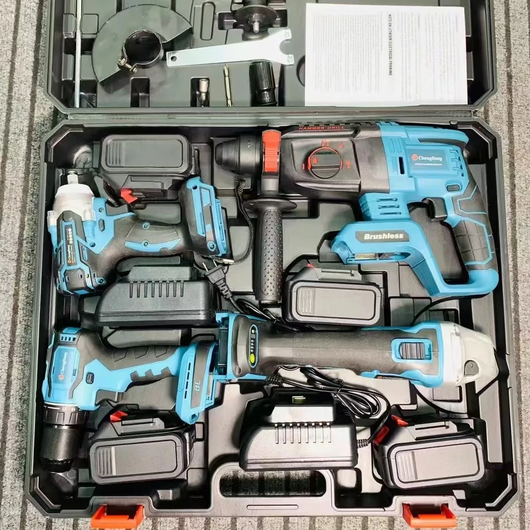 Household Tools Kit Battery Power Tools Set 18V Cordless Impact Drill Electric Power Tools