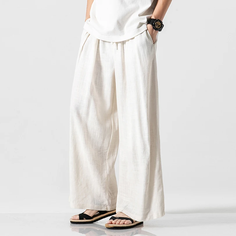 

Loose Men's Spor Lantern Pants Vintage Spring Autumn Wide Leg Casual Trousers Harajuku Sle Youthful Energy Bla ey White