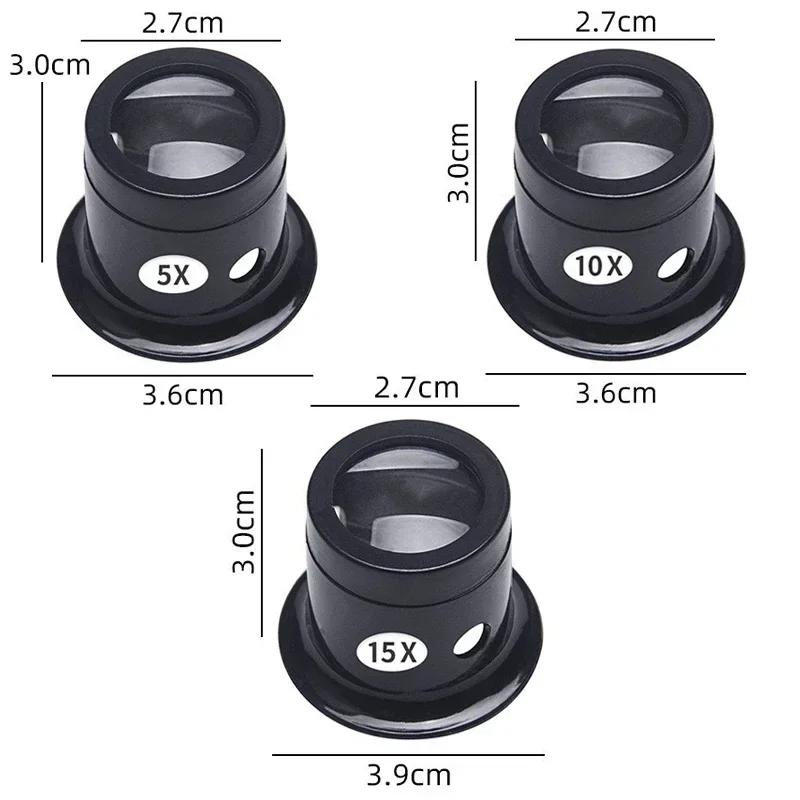 Loupe à clipser, 5X 10X 15X 20X Loupe à clipser Outils de réparation de bijoux et de montres, Kit de loupes Outil de service