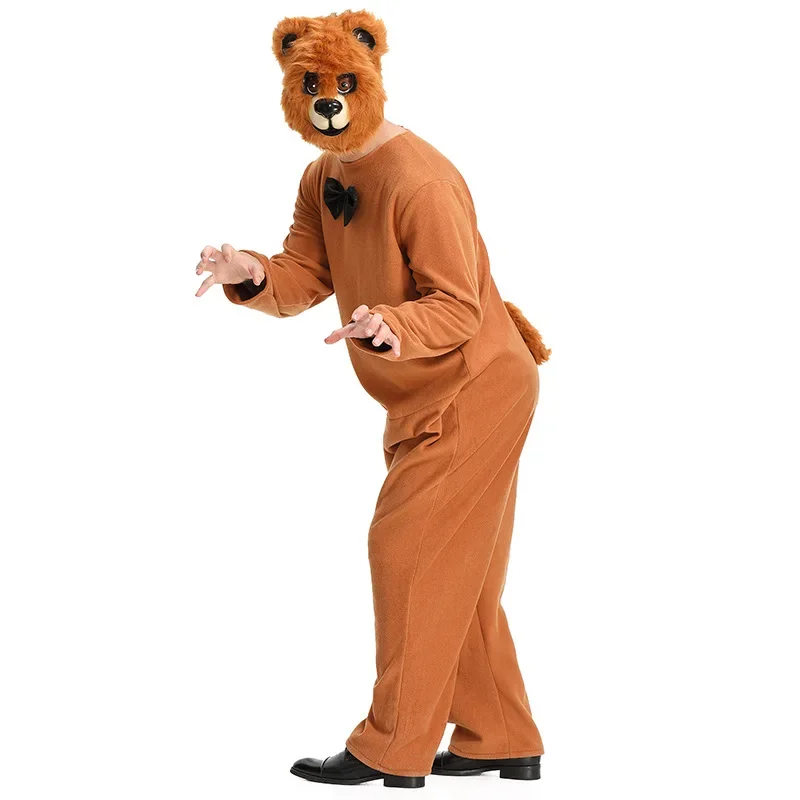 Mr. Smile Bear Doll Onesie Costumes for Adults Halloween Animal Cosplay Men Women Party Brown Bear Performance Outfit Jumpsuit