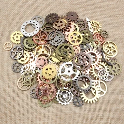 Mix 50pcs Vintage Steampunk Gear Pendant Charms Antique Bronze Silver Plated Fit Bracelets Necklace DIY Metal Jewelry Making