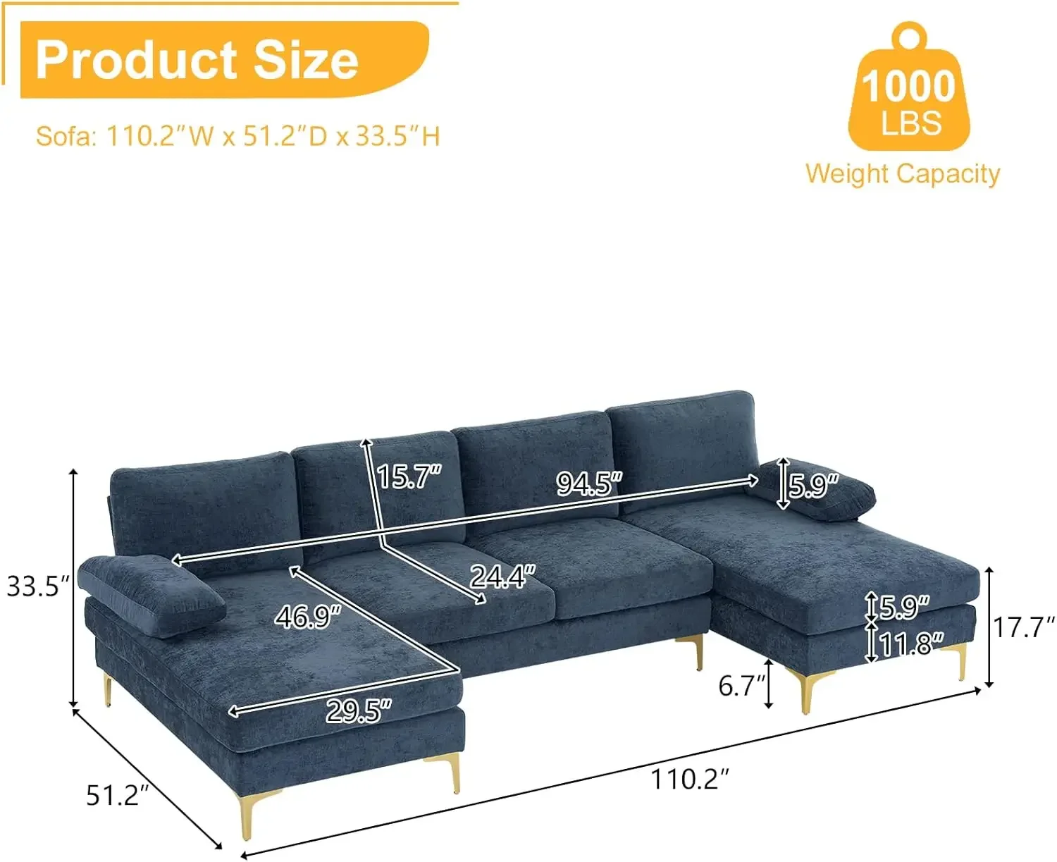 Convertible Sectional Sofa 110