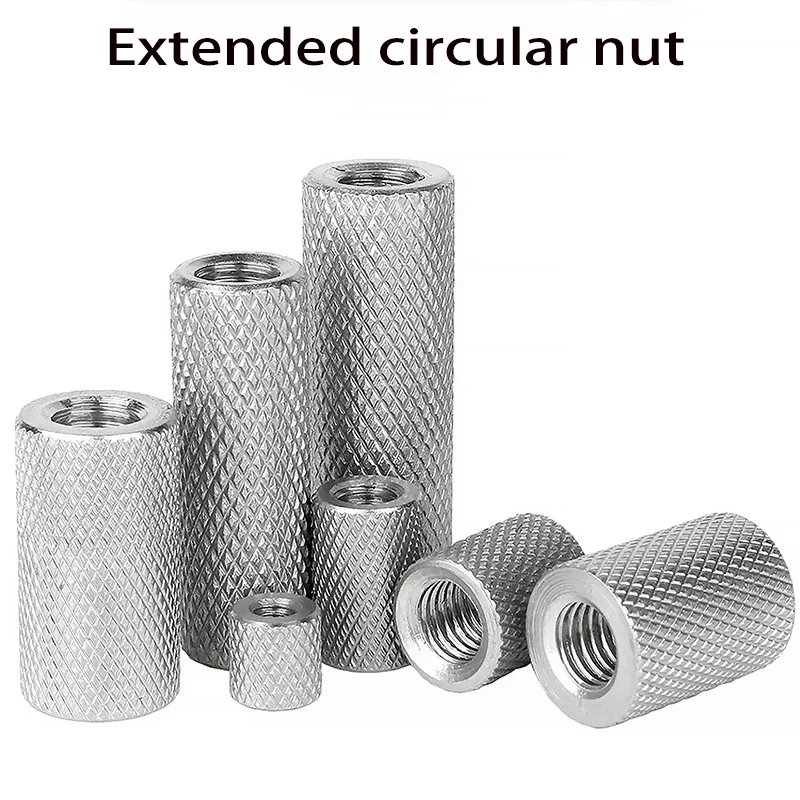 304 （A2-70）Stainless Steel 2/ 5pcs Round Knurled Coupling Long Extenion Thumb Tighten Nuts M3 M4 M5 M6 M8 M10 M12