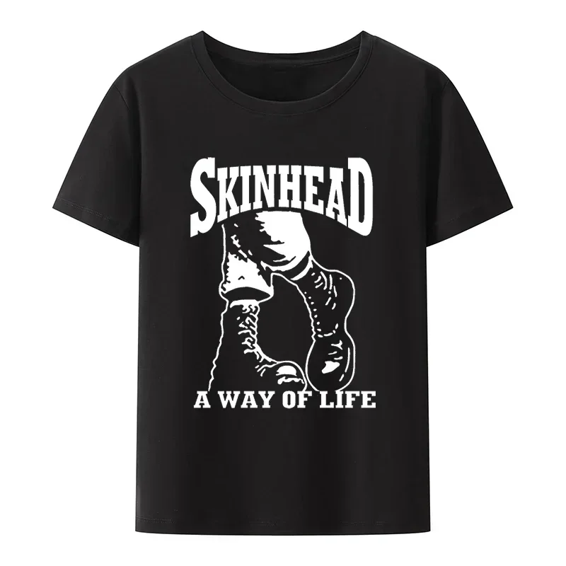 

Graphic T-Shirts Short Sleeve Hipster Hip-hop Fashion Aesthetic Tops Clothing Men Funny Skinhead A Way of Life Tee Men Women