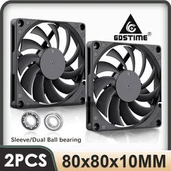 2Pcs Gdstime CPU Cooler 80mm 8cm  24V 12V 5V DC Brushless Silent Computer PC Case Cooling Fan 80x80x10mm 8010 2PIN/3PIN/USB