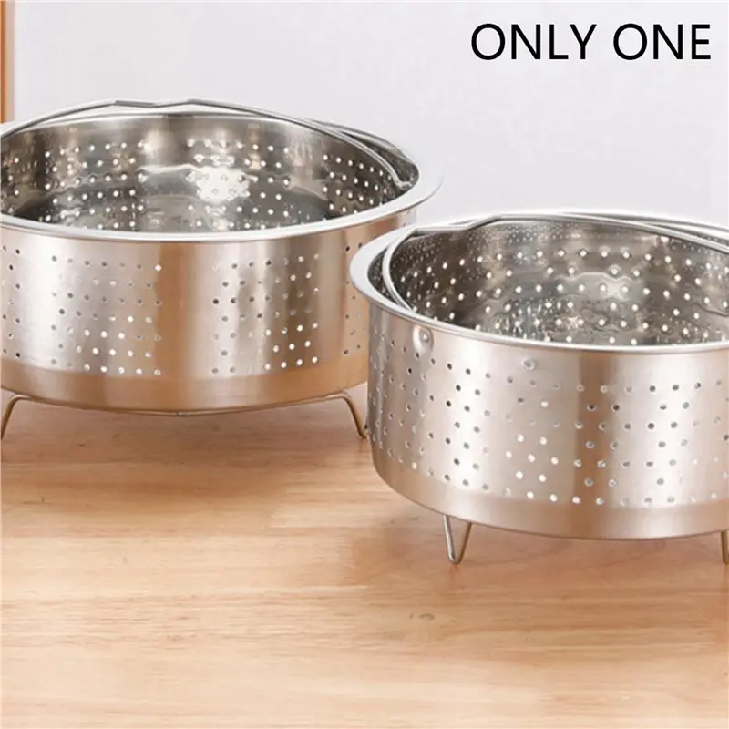 SEWS-2X Stainless Steel Steamer Basket Metal Steamer Insert Steaming Rack Vegetables Fruit Colander Strainer With Handle