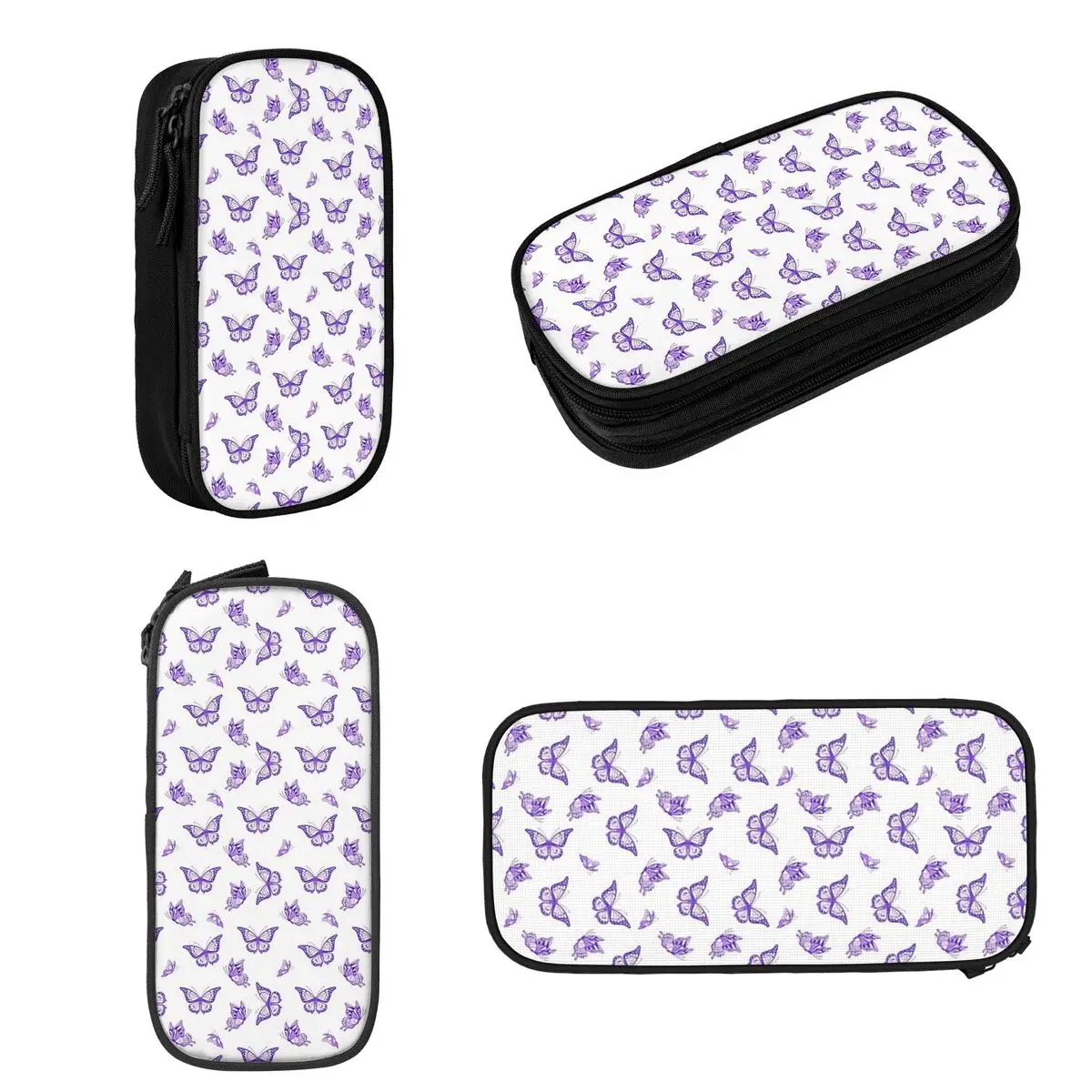 The Purple Butterfly Print Pencil Cases Large Storage Pen Bags Pen Box Pencil Pouch For Boys Girls Students Stationery School