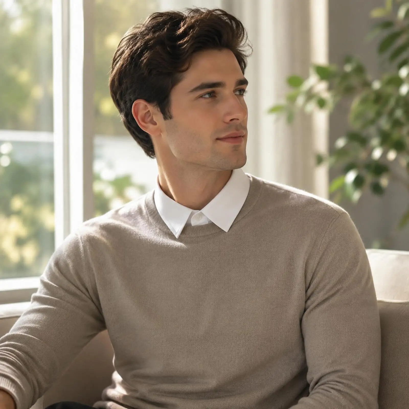 Detachable Men Faux Collar Insert Cotton Blend Shirt Front Sleeveless for Sweater and Coat Matching Look