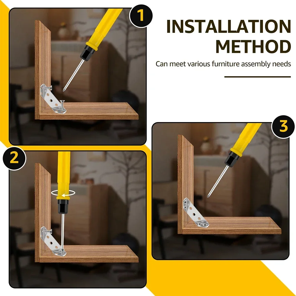 10pcs Universal Furniture Angle Corner Connector Stainless Steel Support Bracket Thickened Corner Code Right Angle Fixator