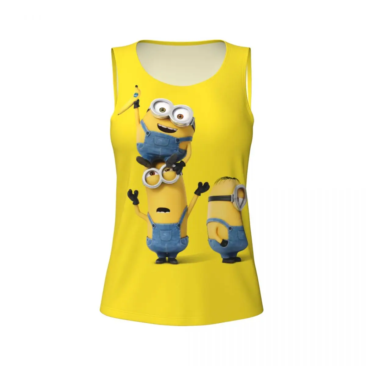 Custom Minion Cartoon Banana Yoga Shirt Women Athletic Workout Running Tank Tops