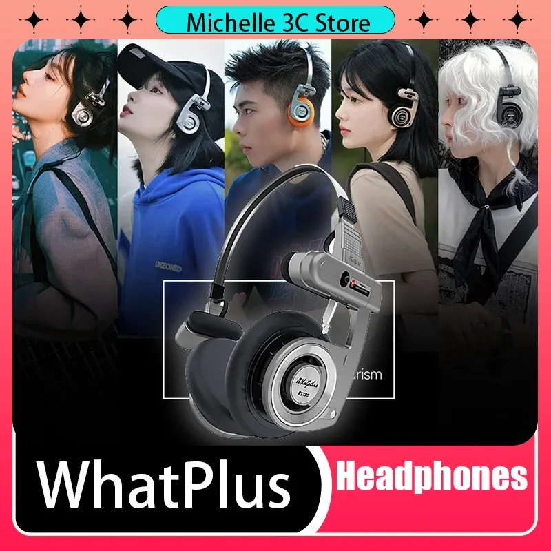 WhatPlus 레트로 R3 무선 블루투스 헤드폰, HIFI 무선 소음 감소, 접이식 휴대용 게이머 맞춤형 헤드폰 