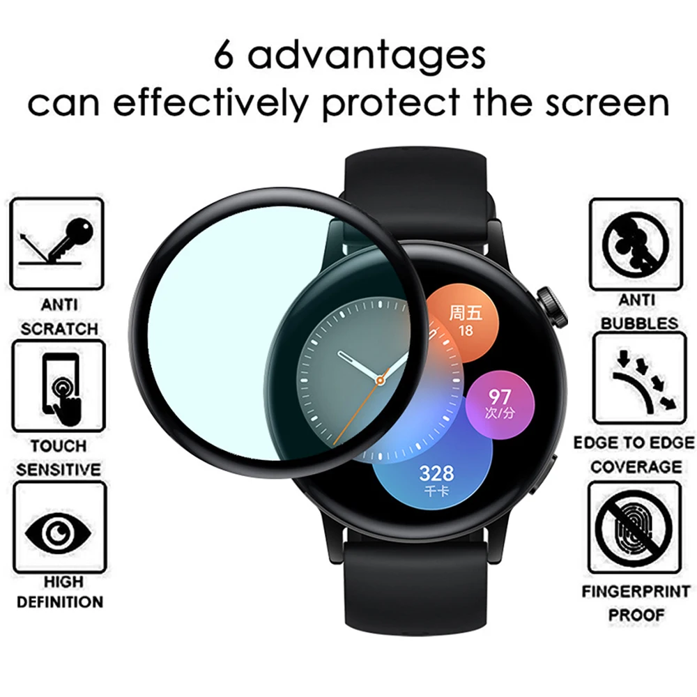 Huawei Watch GT3 용 시계 필름, 3D 복합 보호 필름, 부드러운 투명 보호 스크린 보호대, 유리 아님, 42mm, 1 개, 3 개, 5 개