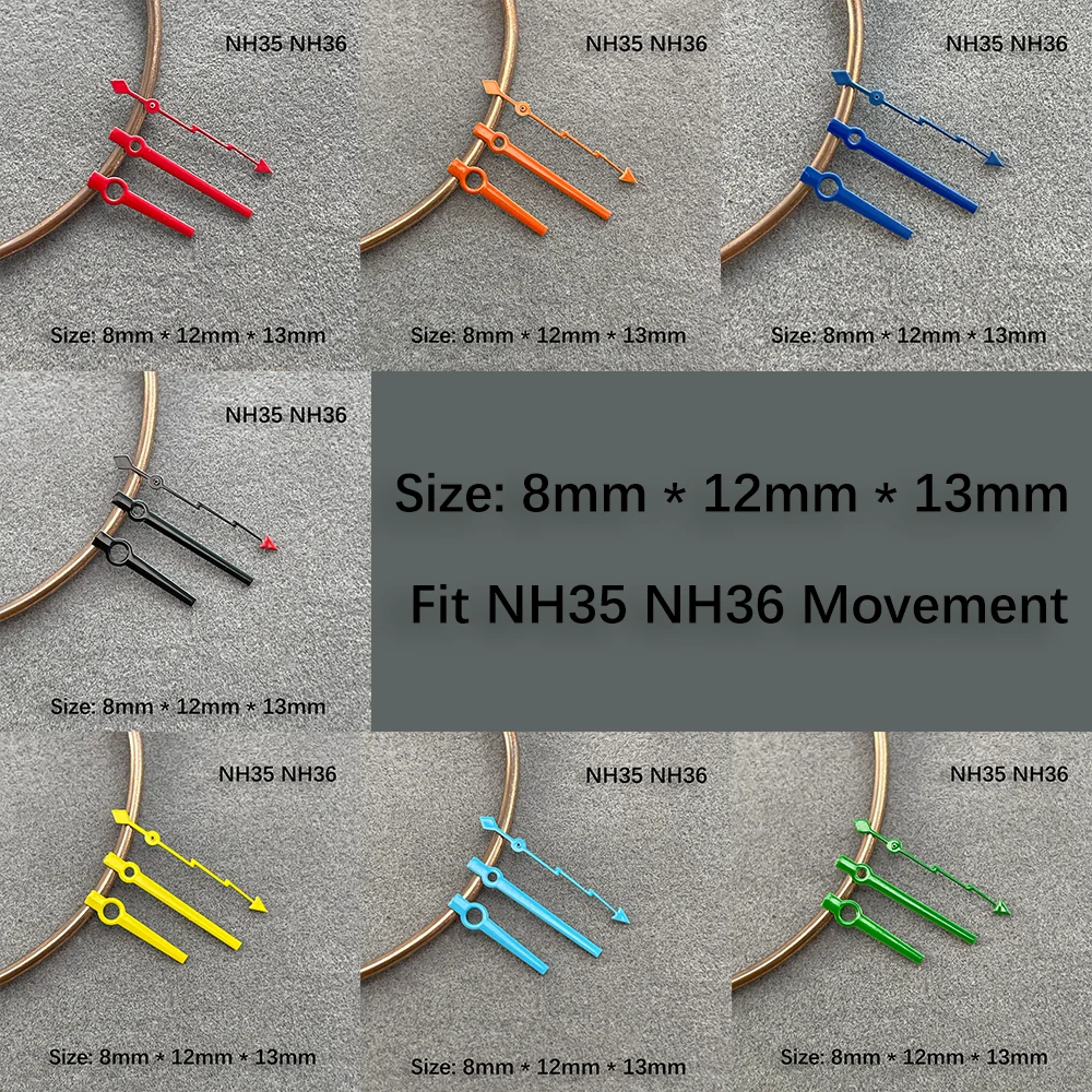 سجل تحويل NH35 ساعة الأيدي البرق الأيدي الثانية مؤشر ساعة ل NH35 NH36 الحركة التلقائية أسود أحمر ساعة اليد