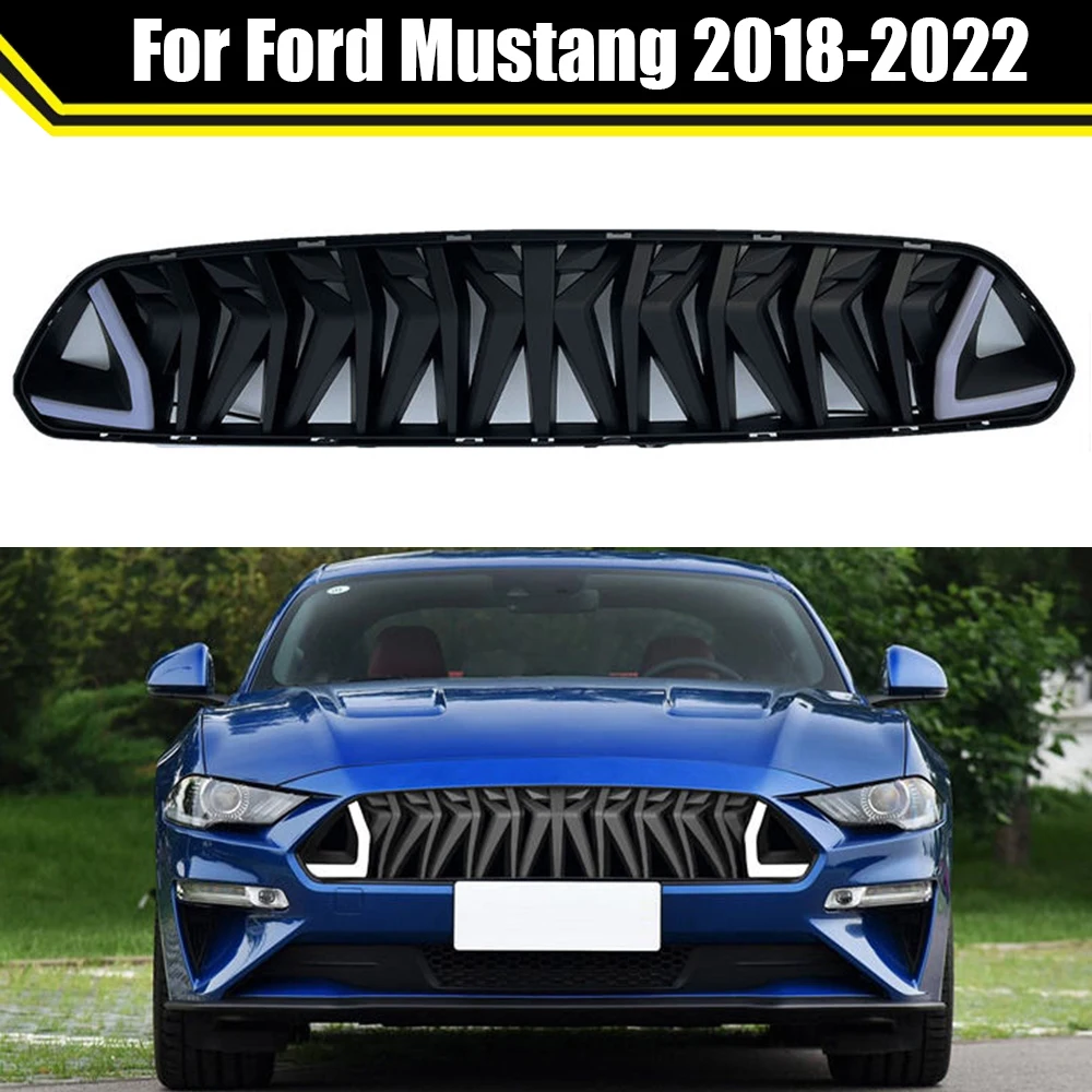 

Modified Grille Trim Racing Grills Car Accessories ABS Front Mash Grill Upper Grid With LED Light For Ford Mustang 2018-2022