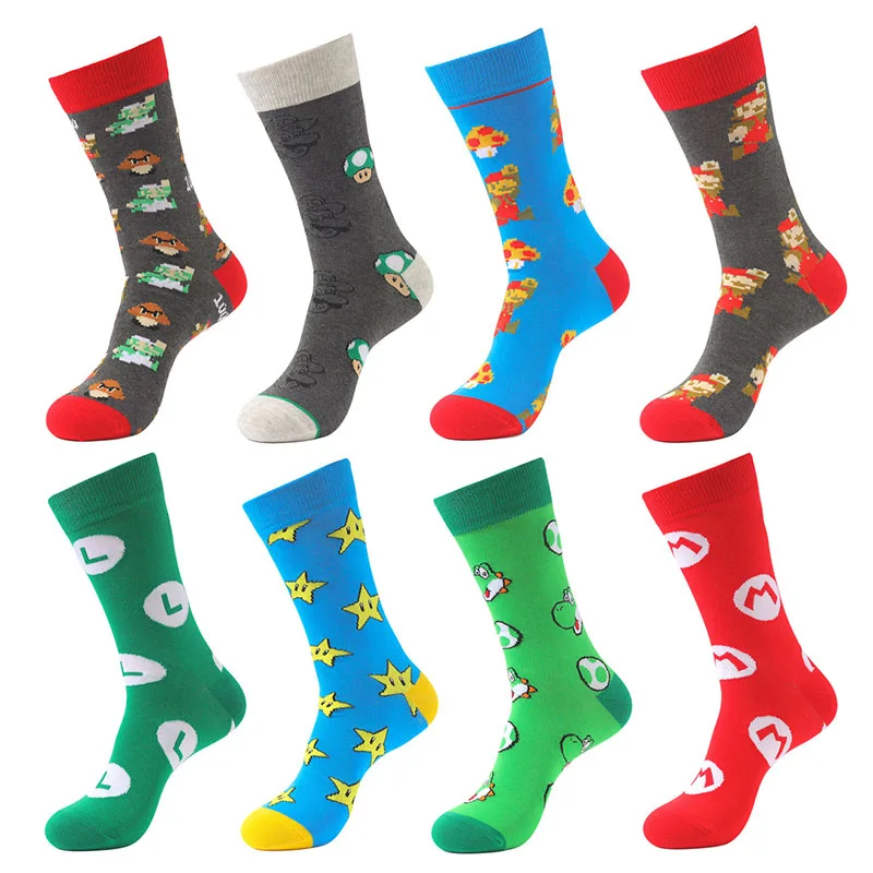 Super Mario Bros Socks Anime Figure Mid-tube socks Cartoon Casual Sports Socks Combed Cotton Unisex Adult Socks Birthday Gifts