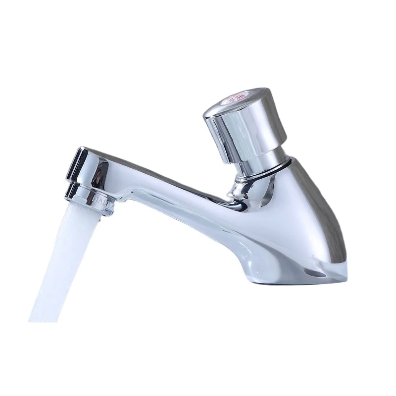 1Pc Time Delay Basin Sink Faucet Copper Alloy Push Switch Water Saving Tap for Home Kitchen Bathroom Hotel
