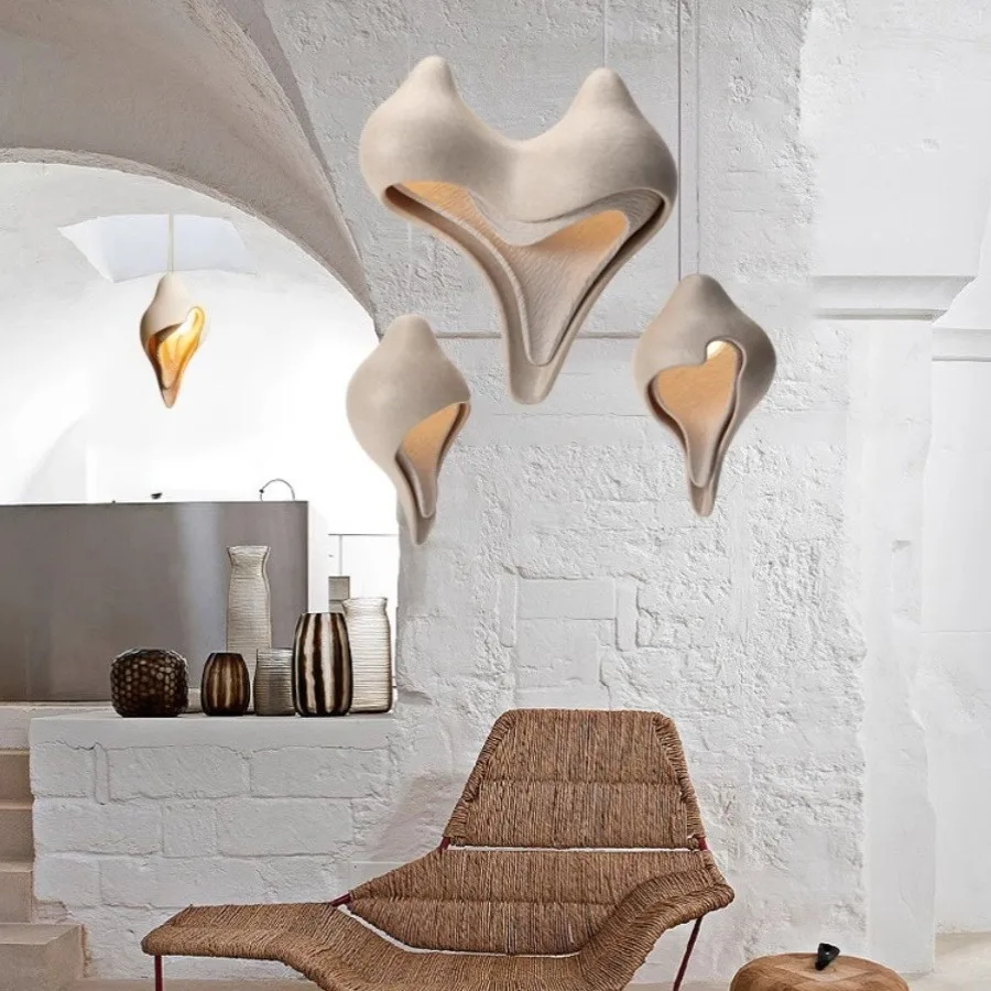 

Wabi Sabi Style New Bedroom Bedside Lamp Staircase Lamp French Gypsum Restaurant Pendant Lamp Living Room Lamp Conch Lamp