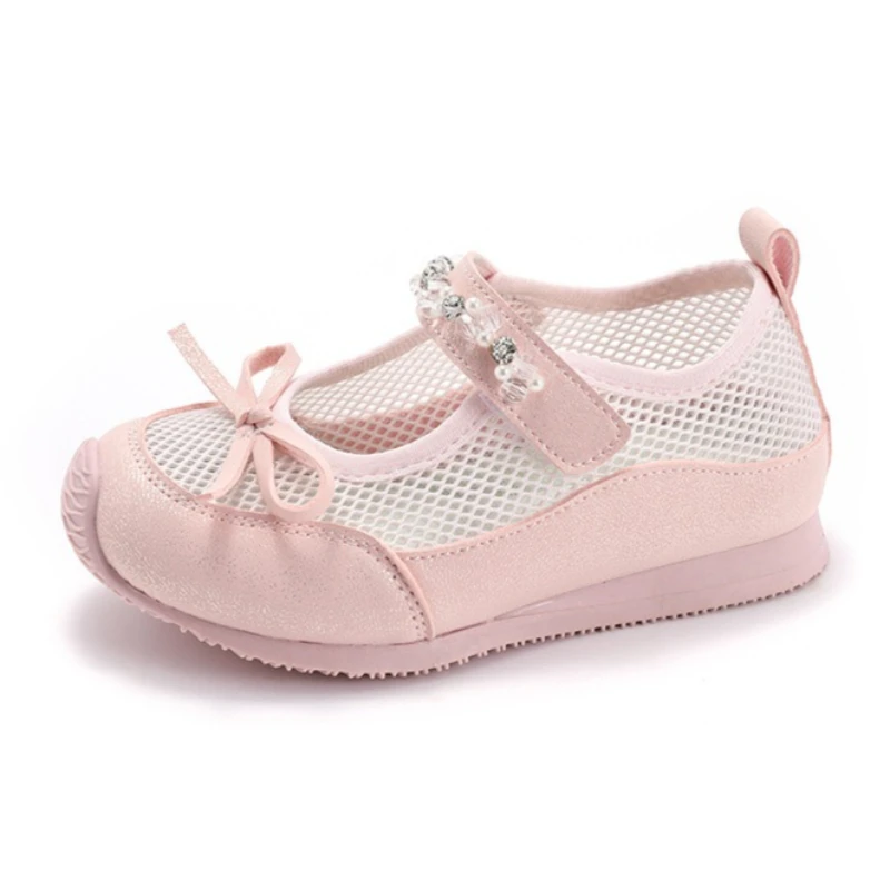

2026 Summer New Girl Princess Sandals Breathable Mesh Kids Sports Shoes Soft Sole Lightweight Casual Outdoor Children Footwear