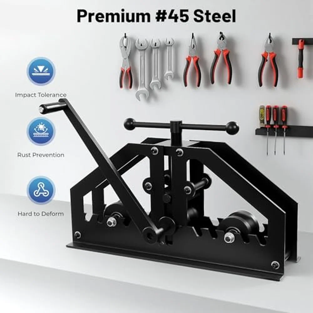 Tube Roller Bender Manual Metal Tube Bender Machine 1 1/2In to 2In Round Tube Rollers Bending Set Heavy Duty Pipe