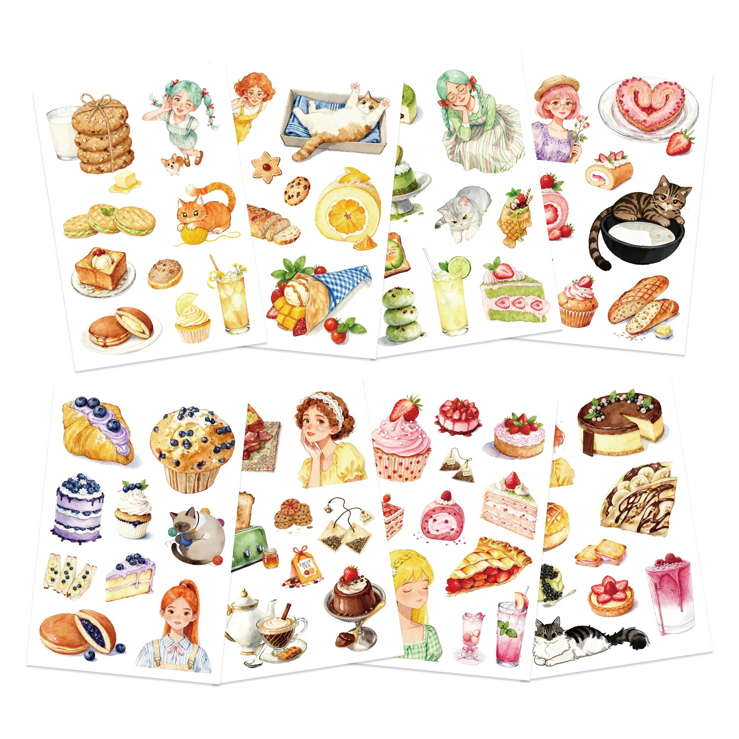 8/16/24pcs 프랑스 컨트리 디저트 얼굴 만들기 퍼즐 스티커 나만의 DIY 게임 만화 직소 퍼즐 교육용 장난감 선물